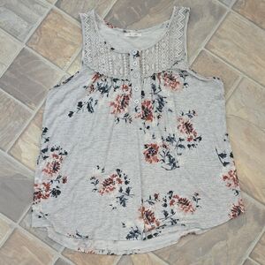 Maurices Floral Button-Front Blouse - Gray and Red